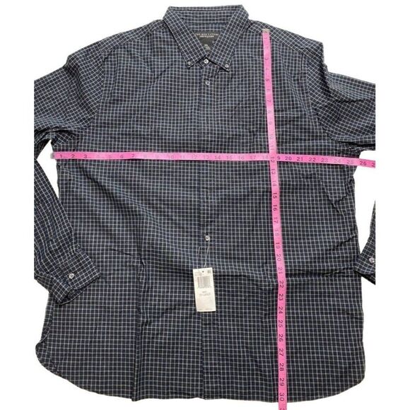 The Men's Store Button Down Shirt Men's 2XL XXL Navy Gray Blue Plaid Collar NEW - Picture 4 of 9